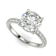 Nicollette Round Cut Pave Hidden Halo 4 Prong Claw Set Engagement Ring Setting - Nivetta